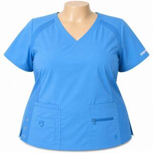 Med Couture Blue Scrub Top V-Neck 2XL
